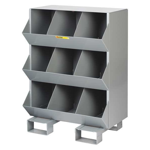 Steel Sectional Stacking Bin, 20 in D x 42 in H x 32 in W, 4 Shelves, Gray