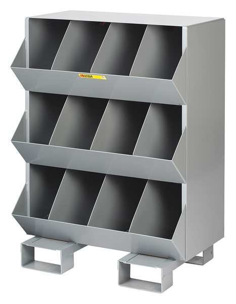 Steel Sectional Stacking Bin, 20 in D x 42 in H x 32 in W, 4 Shelves, Gray