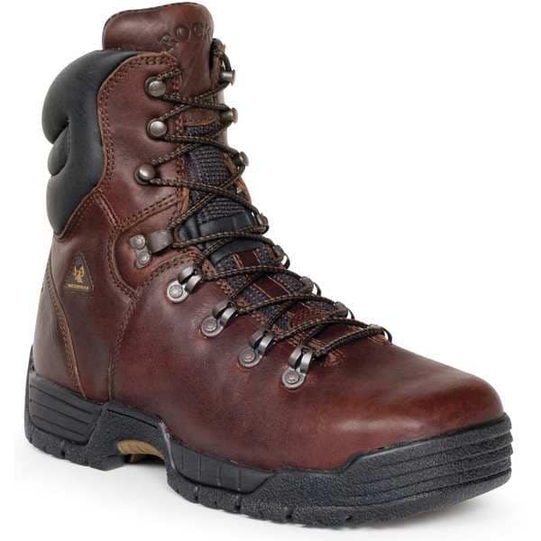 Size 9.5 Men's 8 in Work Boot Steel Work Boot, Dark Brown