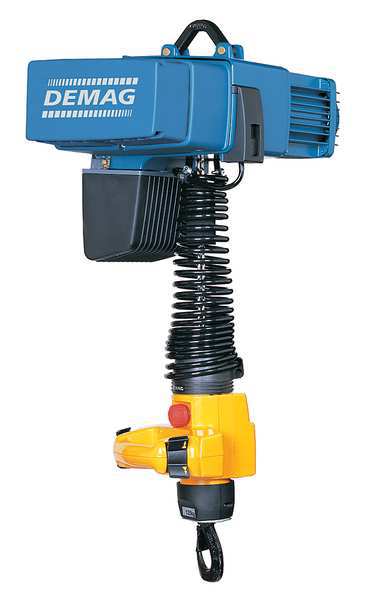Electric Chain Hoist, 500 lb, 9 ft, Hook Mounted - No Trolley, Blue