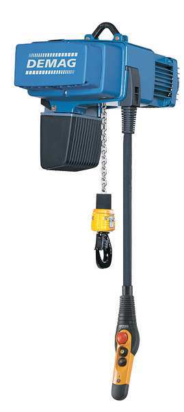 Electric Chain Hoist, 2,000 lb, 26 ft, Hook Mounted - No Trolley, Blue