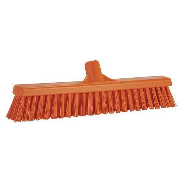 16 in Sweep Face Combo Floor Broom Head, Soft/Stiff Combination, Synthetic, Orange