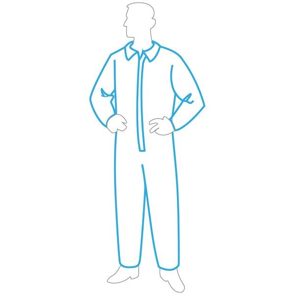 Collared Disposable Coveralls, L, 25 PK, White, Microporous Film Over Spunbonded Polypropylene