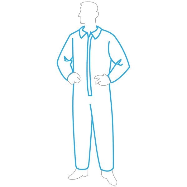 Collared Disposable Coveralls, 2XL, 25 PK, White, Microporous Film Over Spunbonded Polypropylene