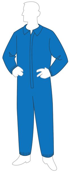Collared Disposable Coveralls, L, 25 PK, Blue, Spunbond/Meltblown/Spunbond Polypropylene