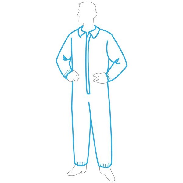 Collared Disposable Coveralls, 2XL, 25 PK, White, Spunbond/Meltblown/Spunbond Polypropylene