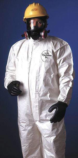 Hooded Disposable Coveralls, 2XL, 12 PK, White, Saranex(TM) 23-P Film, Front Zipper