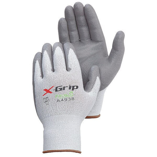 Cut Resistant Coated Gloves, 2 Cut Level, Polyurethane, L, 12PK