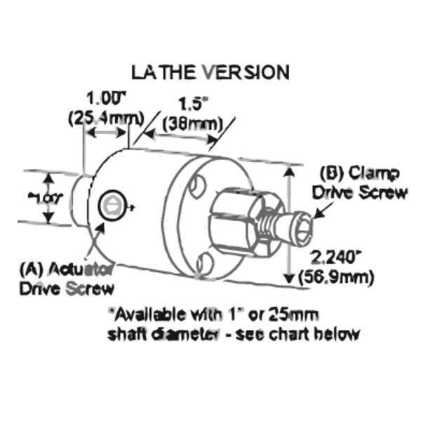 Side Actuated Clamp, Lathe, M8 Cylinder
