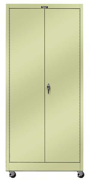 Solid Door Storage Cabinet, 48 in W, 72 in H, 24 in D, Tan