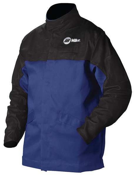 Combo Weld Jkt, Royal/Blk, Ctn/Leather, 2XL