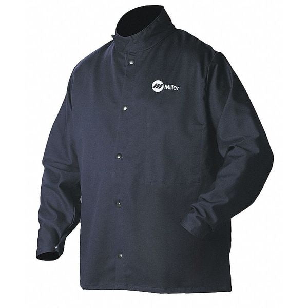 ArcArmor Welding Jacket, Navy, Cotton/Nylon, 5XL