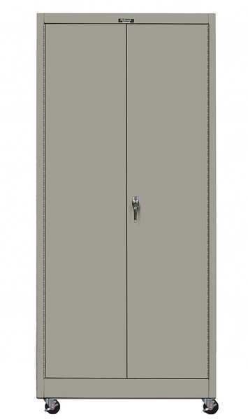 Solid Door Storage Cabinet, 48 in W, 72 in H, 24 in D, Dark Gray