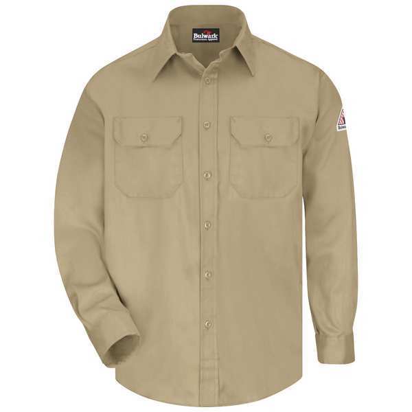 FR Long Sleeve Shirt, Button, Khaki, 2XLT