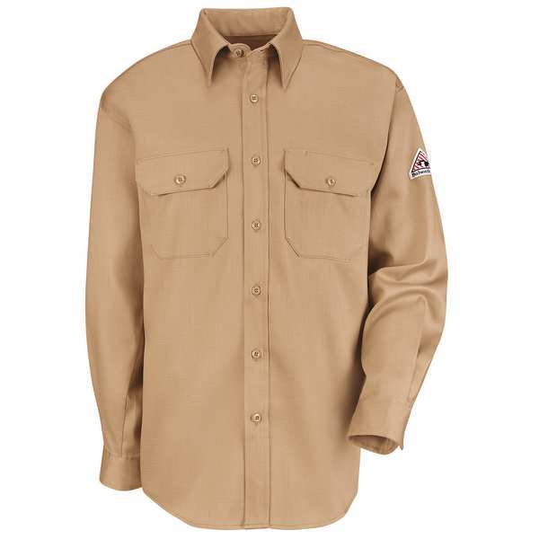 FR Long Sleeve Shirt, Button, Khaki, L