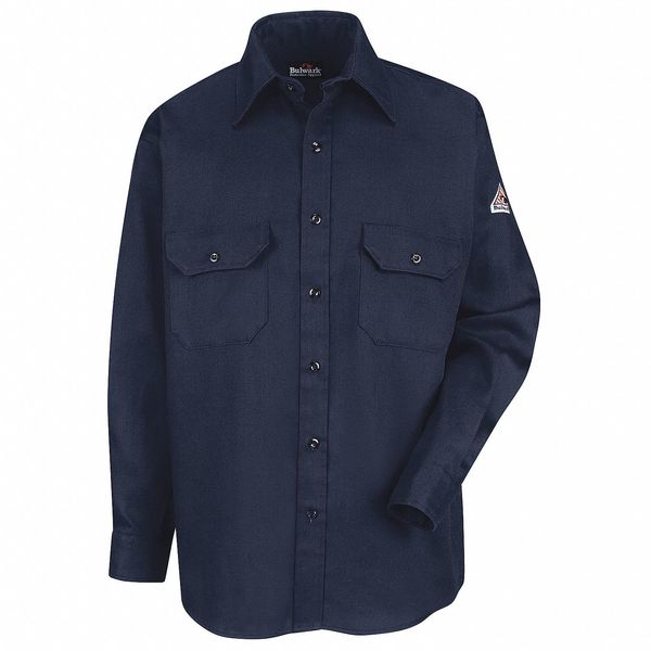 FR Long Sleeve Shirt, Button, Navy, 2XLT