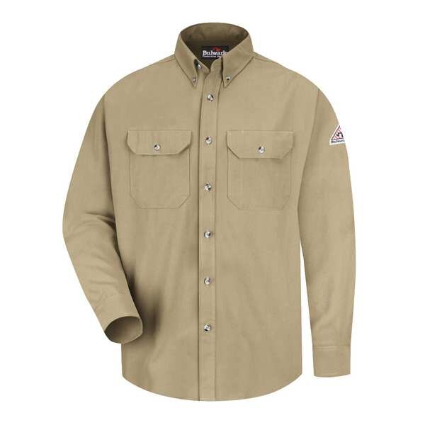 FR Long Sleeve Shirt, Khaki, L, Button