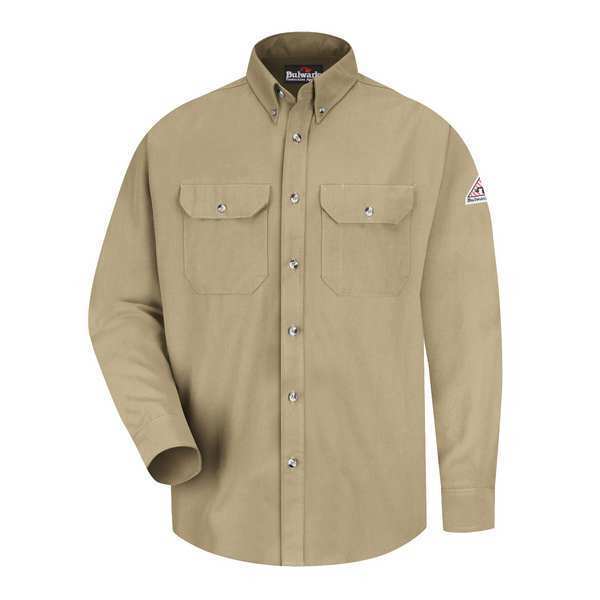 FR Long Sleeve Shirt, Khaki, XL, Button