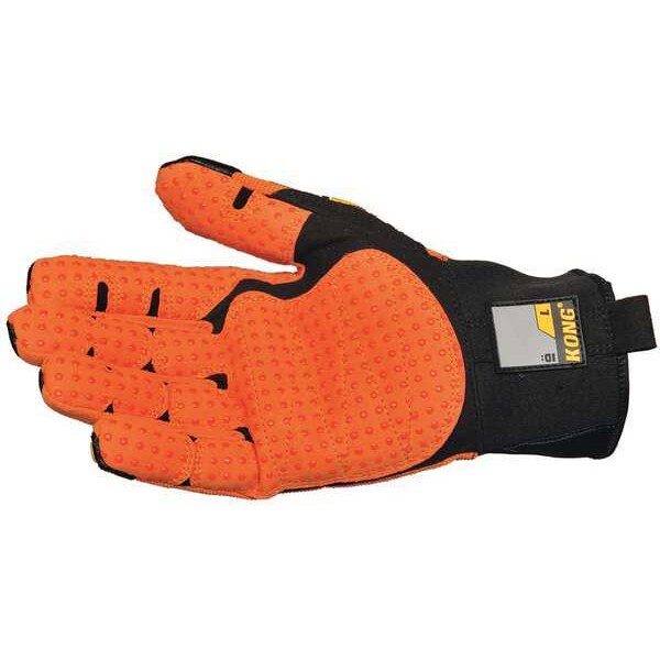 Mechanics Gloves, XL, Orange/Black, Ribbed Nylon