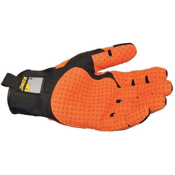 Mechanics Gloves, S, Orange/Black, Ribbed Nylon