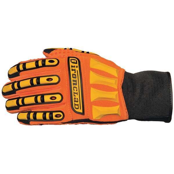 Mechanics Gloves, S, Orange/Black, Ribbed Nylon