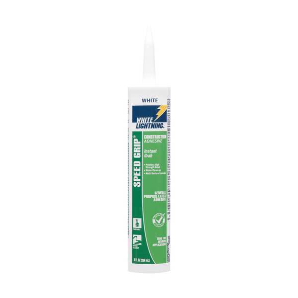 Construction Caulk, 9 oz, Cartridge, White, Acrylic Base