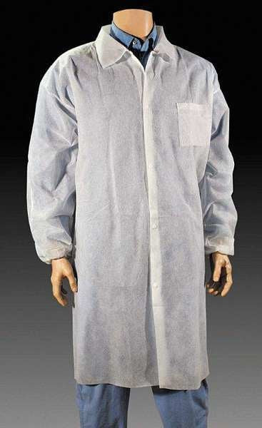 Disposable Lab Coat, Size XL, White, PK25
