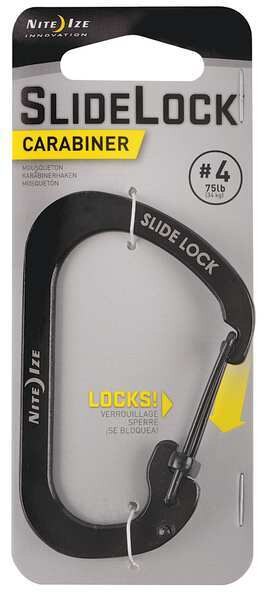 Locking Carabiner Clip, Black, 2 in.