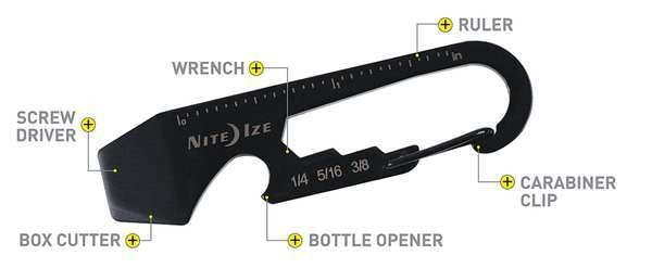 Carabiner Key Clip, 11/16 in Ring Size, Black