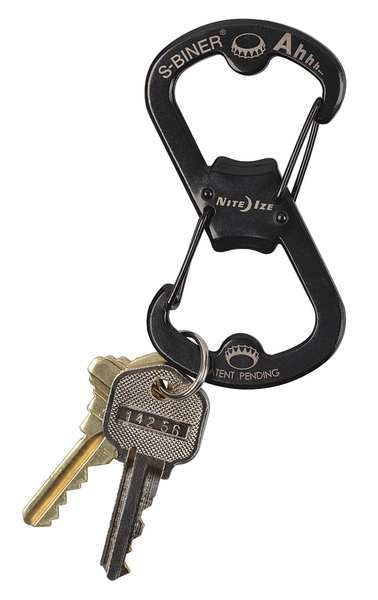 S-Biner Key Clip, 1 11/16 in Ring Size, Black