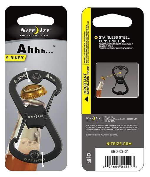 S-Biner Key Clip, 1 11/16 in Ring Size, Black