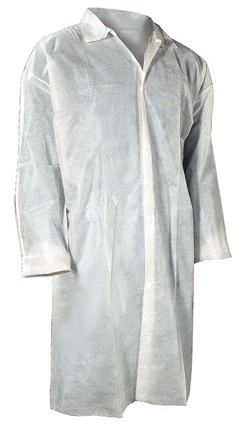 Lab Coat, Polypropylene, White, 6XL, PK30