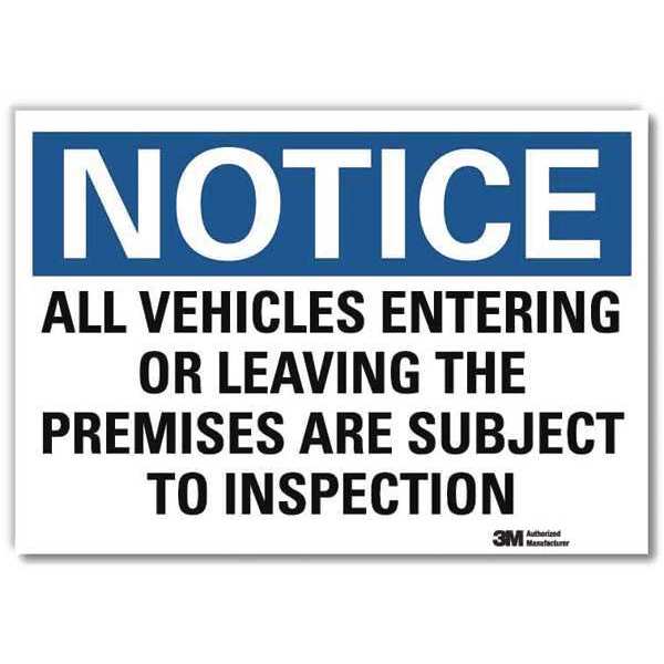 Notice Sign, 10 in H, 14 in W, Reflective Sheeting, Horizontal Rectangle, English, U5-1060-RD_14X10