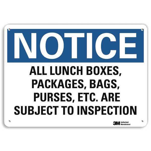 Notice Sign, 7 in H, 10 in W, Aluminum, Vertical Rectangle, English, U5-1050-RA_10X7