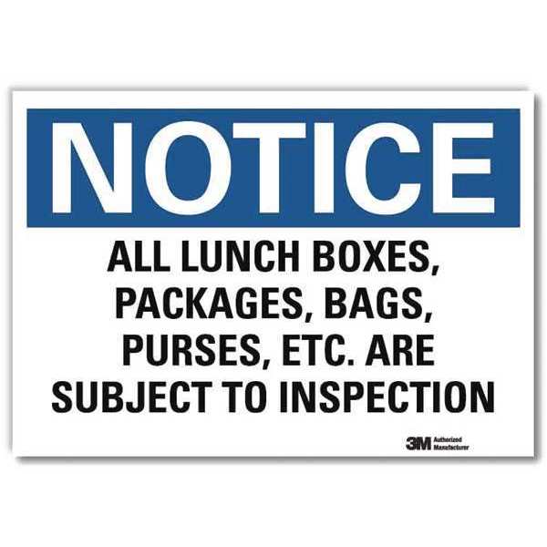 Notice Sign, 5 in H, 7 in W, Reflective Sheeting, Horizontal Rectangle, English, U5-1050-RD_7X5
