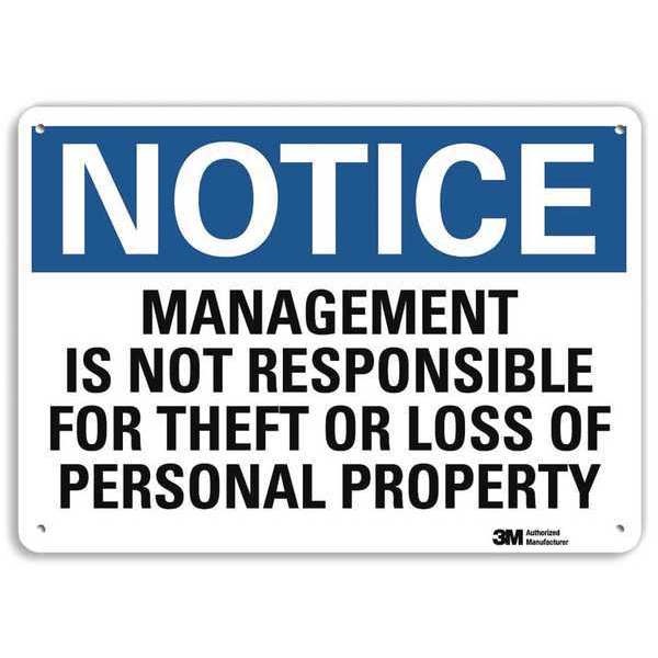 Notice Sign, 7 in H, 10 in W, Aluminum, Vertical Rectangle, English, U5-1319-RA_10X7