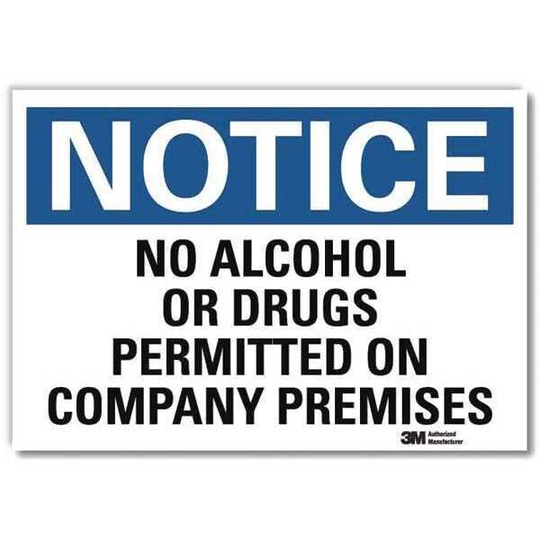 Notice Sign, 5 in H, 7 in W, Reflective Sheeting, Horizontal Rectangle, English, U5-1338-RD_7X5