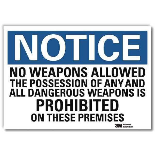 Notice Sign, 5 in H, 7 in W, Reflective Sheeting, Horizontal Rectangle, English, U5-1423-RD_7X5