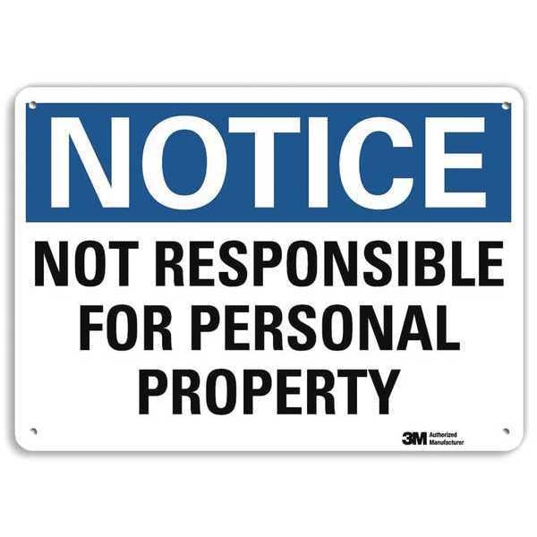 Notice Sign, 7 in H, 10 in W, Aluminum, Vertical Rectangle, English, U5-1432-RA_10X7