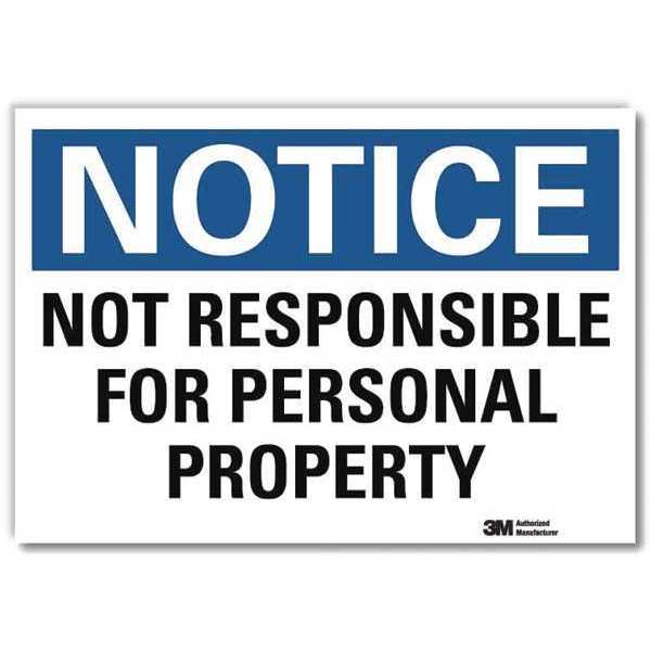 Notice Sign, 5 in H, 7 in W, Reflective Sheeting, Horizontal Rectangle, English, U5-1432-RD_7X5