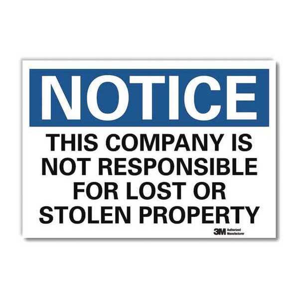 Notice Sign, 10 in H, 14 in W, Reflective Sheeting, Horizontal Rectangle, English, U5-1549-RD_14X10