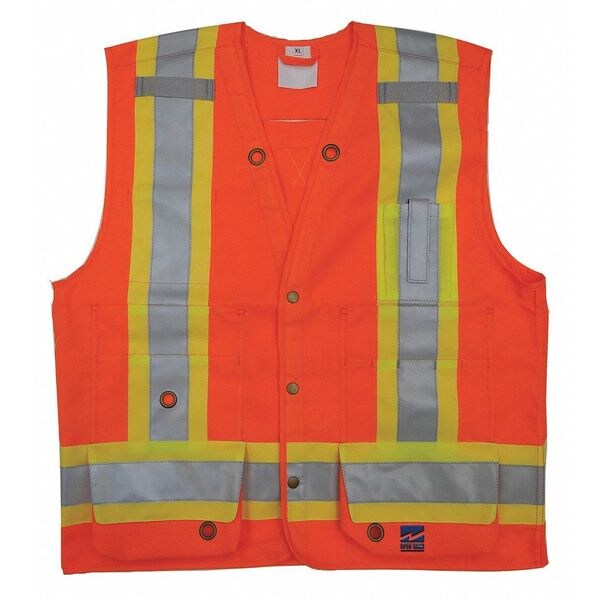 Surveyor Vest, Mens, ANSI CLASS 2, Org, 4XL