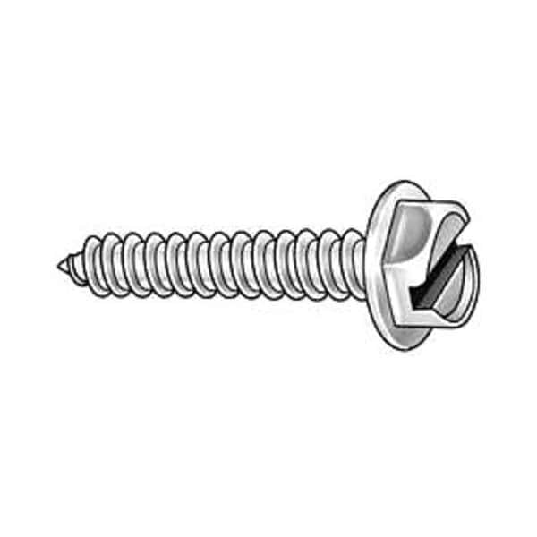 Sheet Metal Screw, #7 x 1/2 in, Zinc Plated Steel Hex Head Slotted Drive, 100 PK