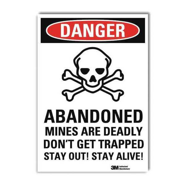 Danger Sign, 10 in H, 7 in W, Reflective Sheeting, Horizontal Rectangle, English, U3-1082-RD_7X10