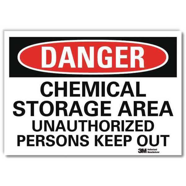 Danger Sign, 5 in H, 7 in W, Reflective Sheeting, Horizontal Rectangle, English, U3-1167-RD_7X5