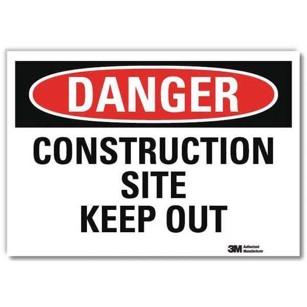 Danger Sign, 10 in H, 14 in W, Reflective Sheeting, Horizontal Rectangle, English, U3-1249-RD_14X10