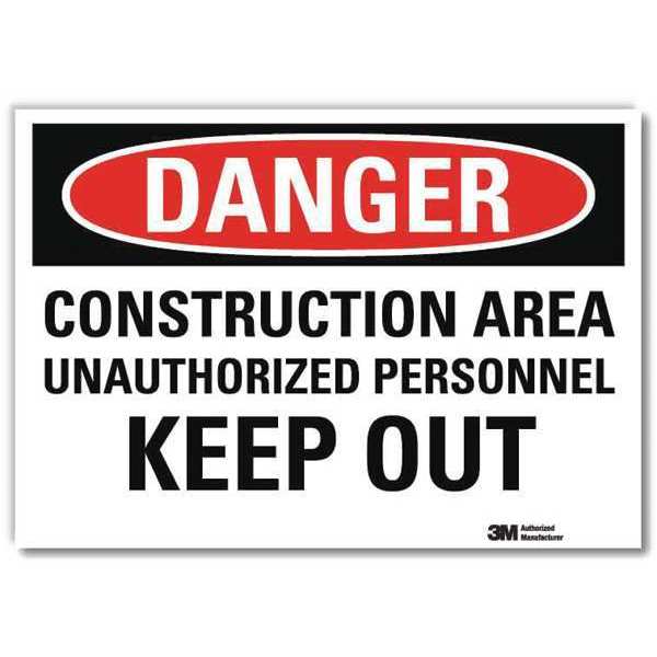 Danger Sign, 10 in H, 14 in W, Reflective Sheeting, Horizontal Rectangle, English, U3-1246-RD_14X10