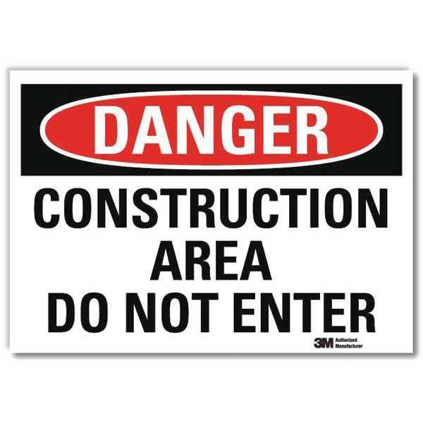 Danger Sign, 5 in H, 7 in W, Reflective Sheeting, Horizontal Rectangle, English, U3-1240-RD_7X5