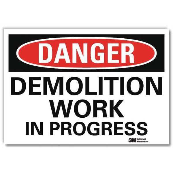 Danger Sign, 10 in Height, 14 in Width, Reflective Sheeting, Horizontal Rectangle, English