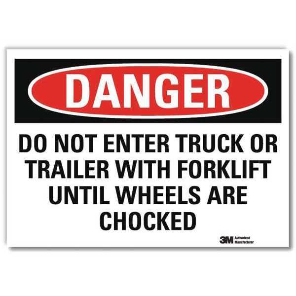 Danger Sign, 5 in H, 7 in W, Reflective Sheeting, Horizontal Rectangle, English, U3-1322-RD_7X5